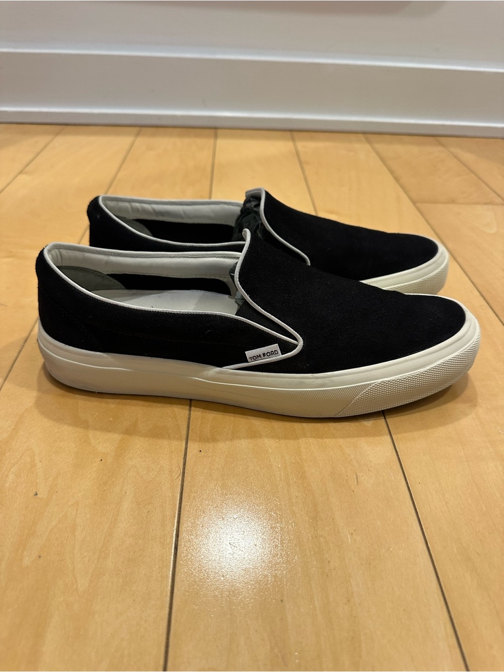 Tom Ford Black Slip-On Suede Sneakers